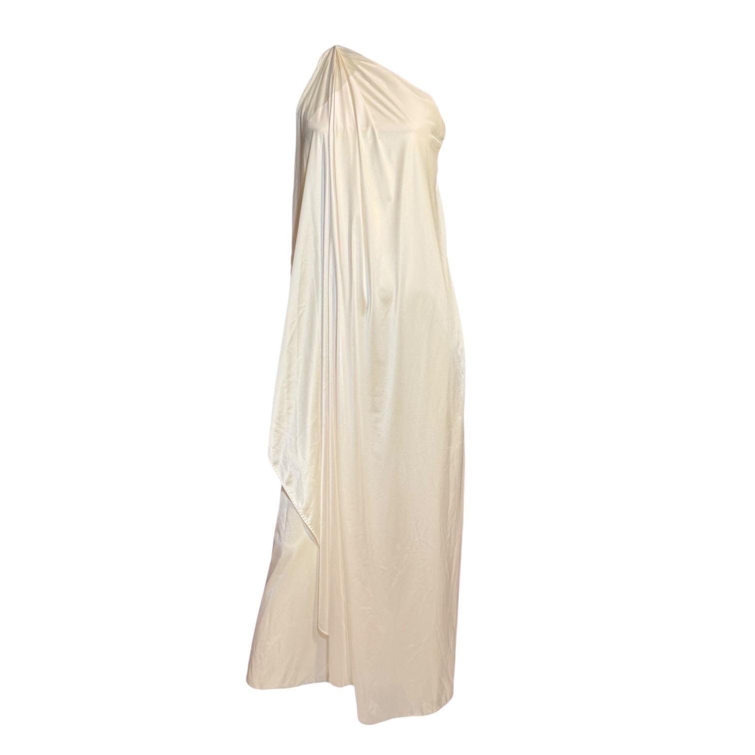 Women's Halston White One-Shoulder Jersey Goddess Gown, Circa 1979 For Sale