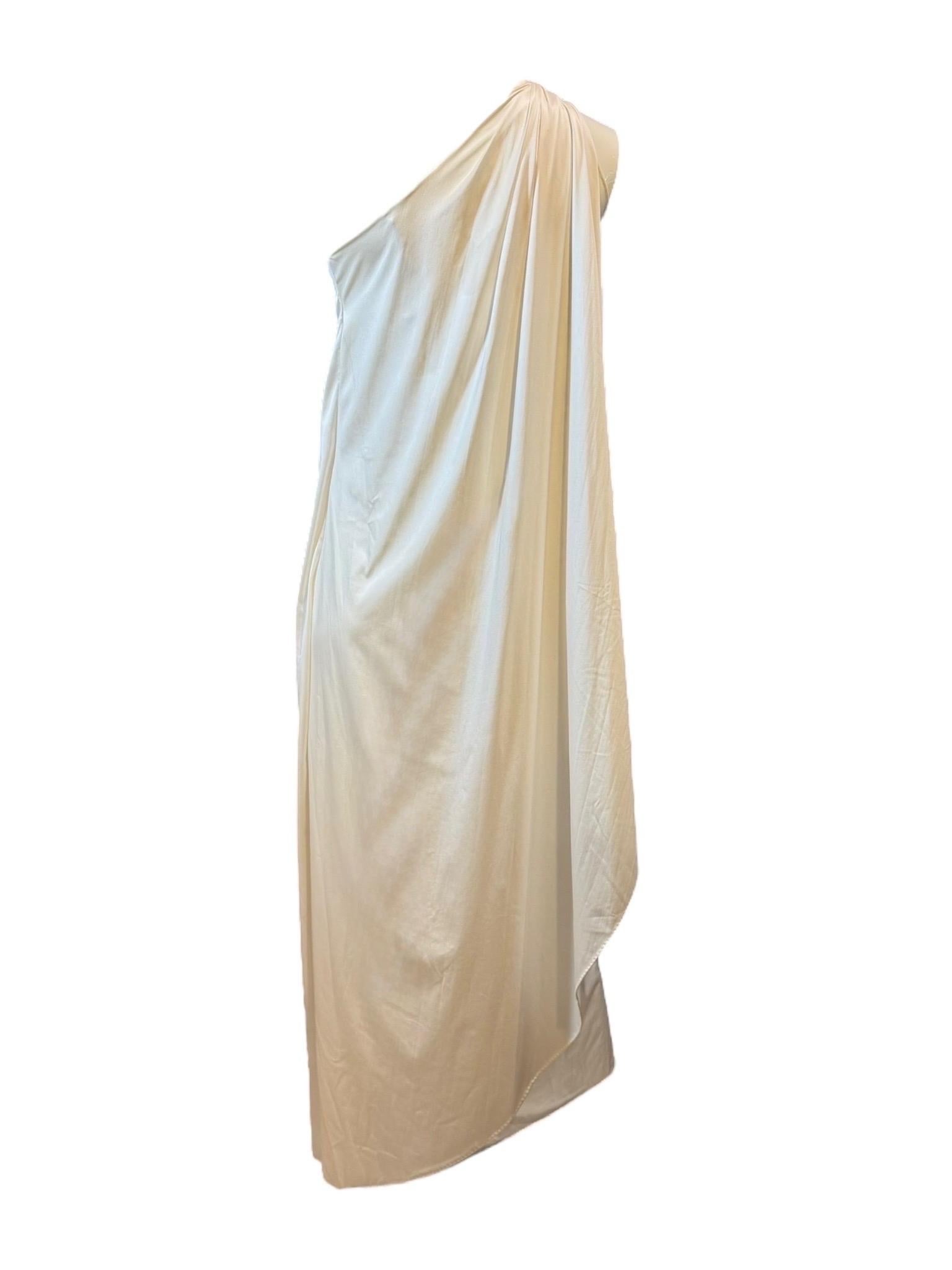 Halston White One-Shoulder Jersey Goddess Gown, Circa 1979 For Sale 2