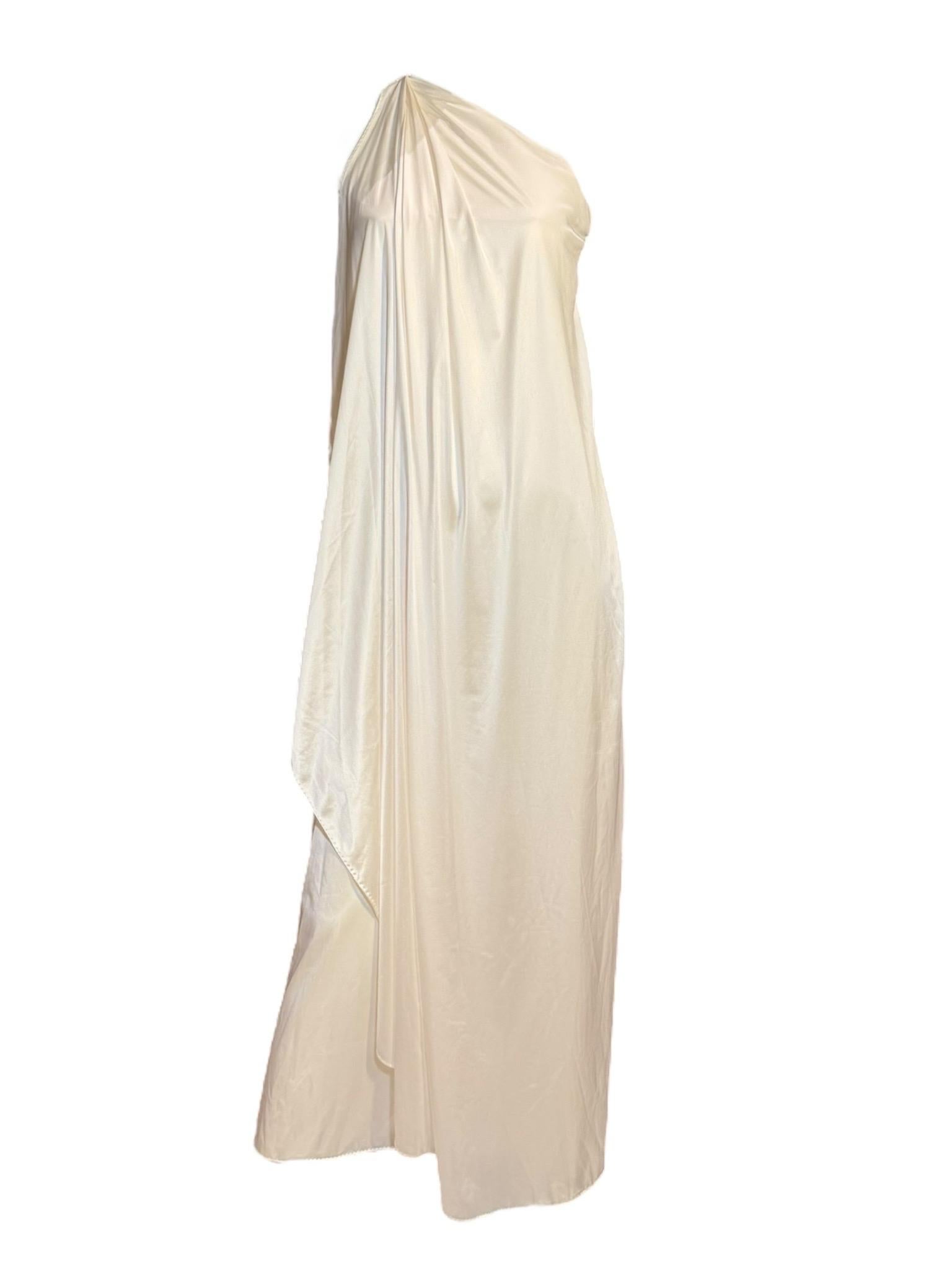 Halston White One-Shoulder Jersey Goddess Gown, Circa 1979 For Sale 5
