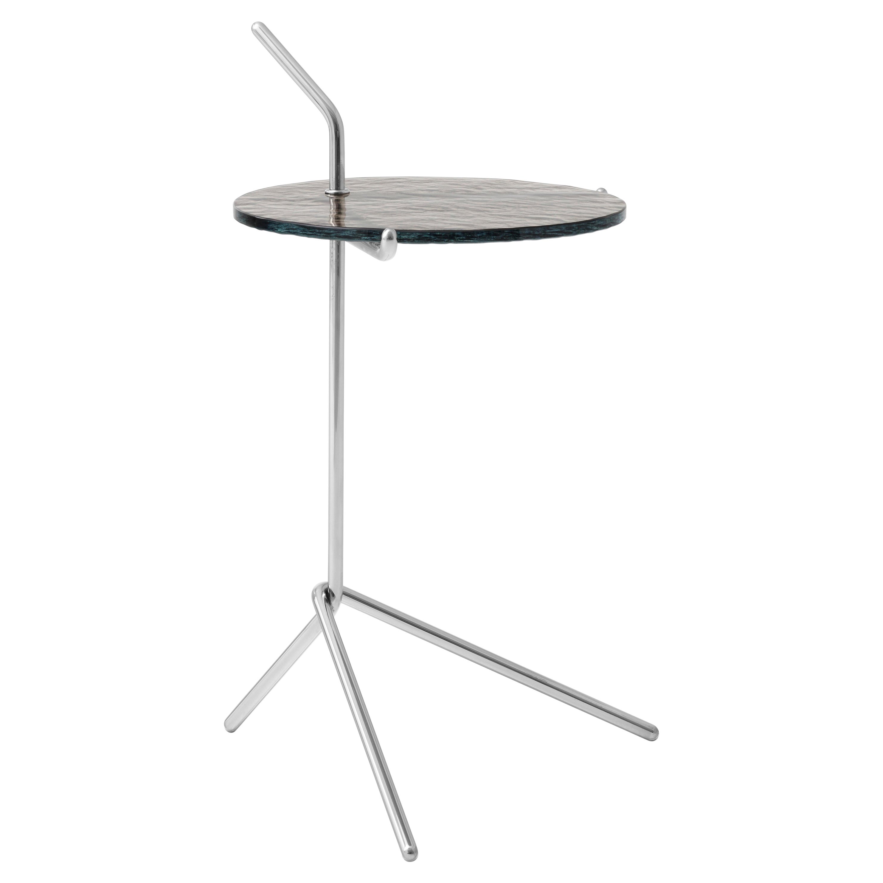 Mesa auxiliar Halten SH9-Acero inoxidable pulido/Cristal- de Sebastian Herkner para &T