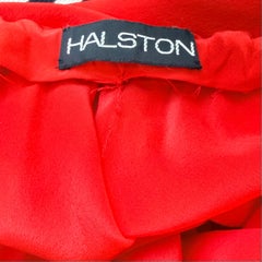Halton 1970s Spring 1976 Runway Red Silk One Shoulder Documented Vintage Gown