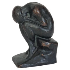 Sculpture en bronze Sorrow de Halvar Frisendahl, Suède 1917