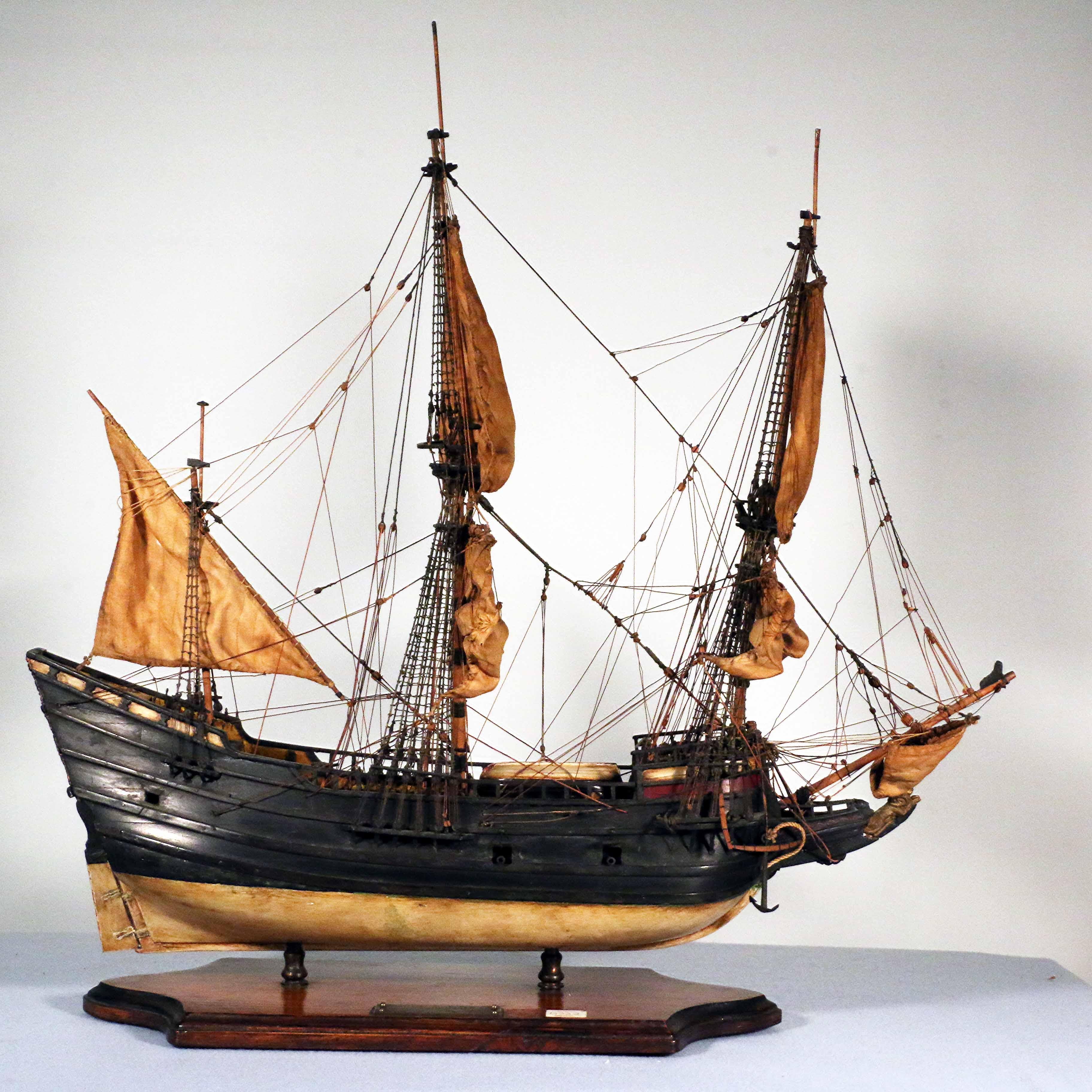 This model of the Halve Maen (Half Moon), was crafted from scratch in the first quarter of the 20th century by L Lavallee. The attention to the exact details of the well-documented original design of the Halve Maen is outstanding. Being almost 100