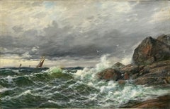 Coastal Scene with Sailboats (late 1800's)