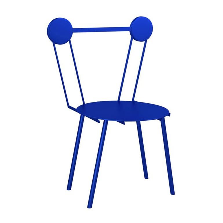 Contemporary Chair Blue Haly Aluminium by Chapel Petrassi For Sale