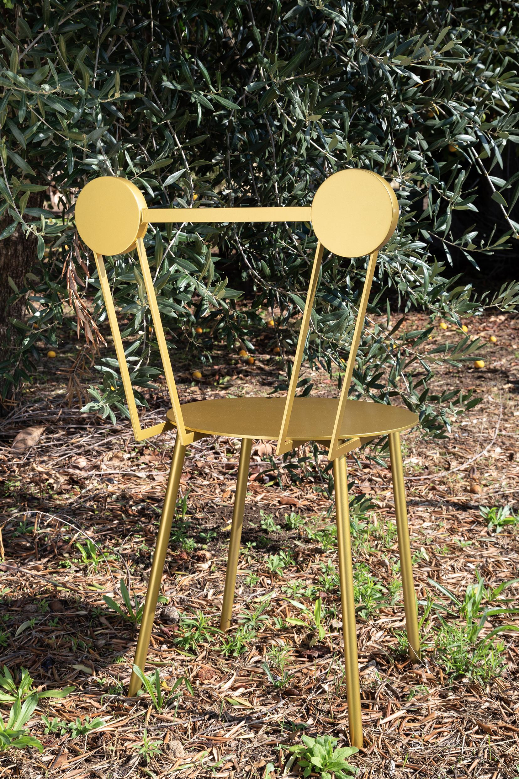 Italian Contemporary Chair Gold Haly Aluminium by Chapel Petrassi For Sale