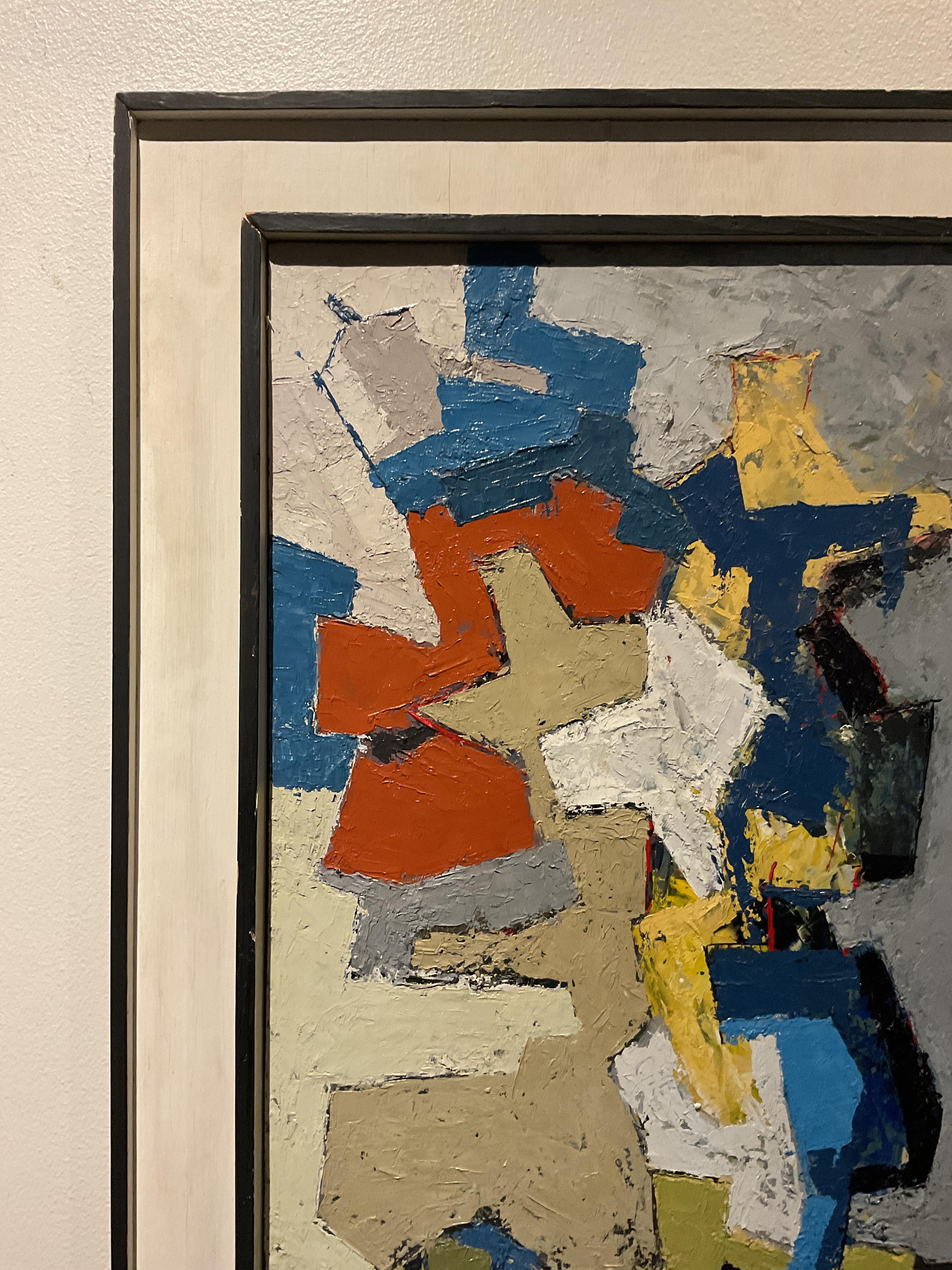 Colorful Mid Century Modern Abstract Painting by Ham Morton, dated 1957 For Sale 1