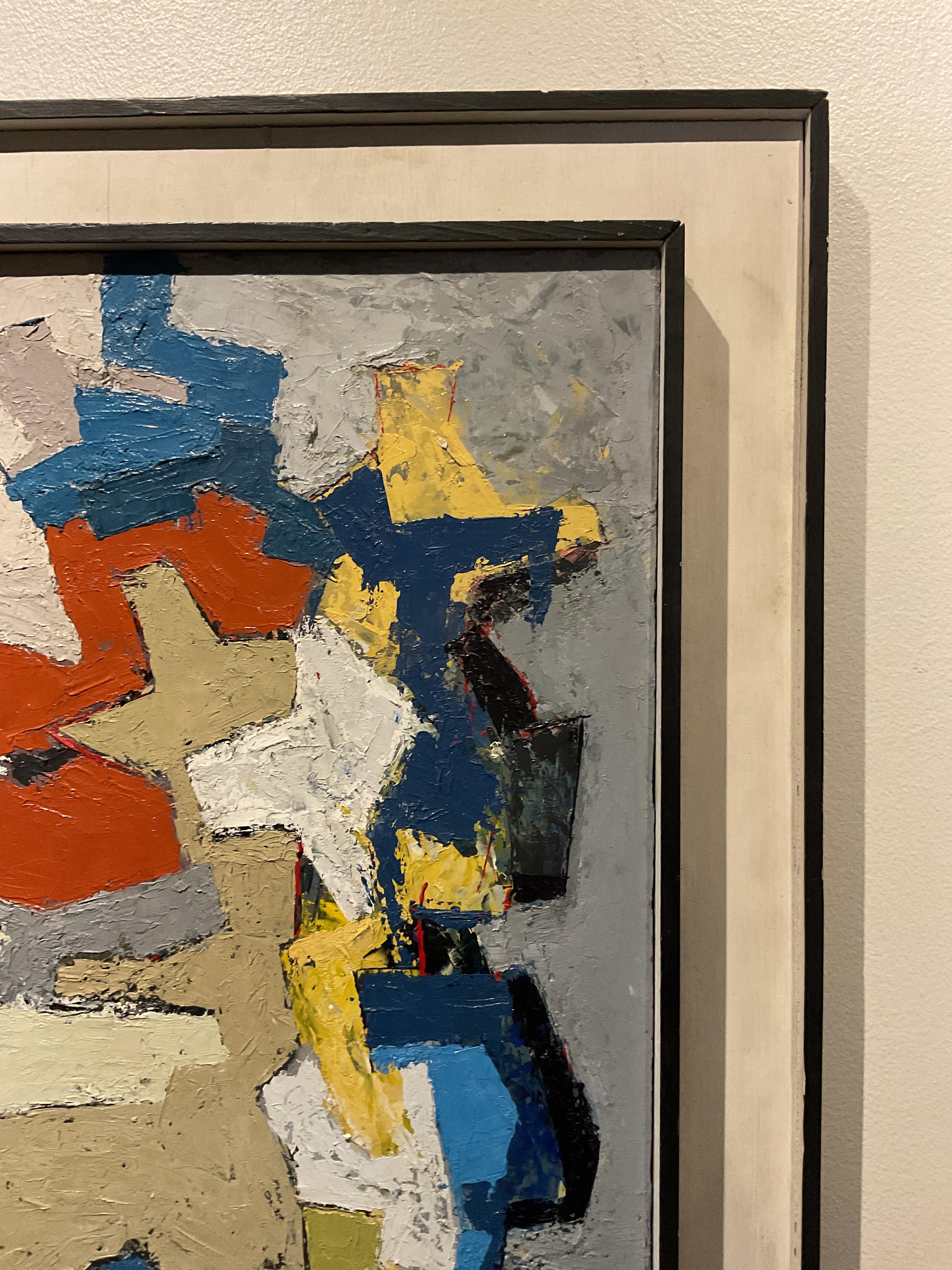 Colorful Mid Century Modern Abstract Painting by Ham Morton, dated 1957 For Sale 2