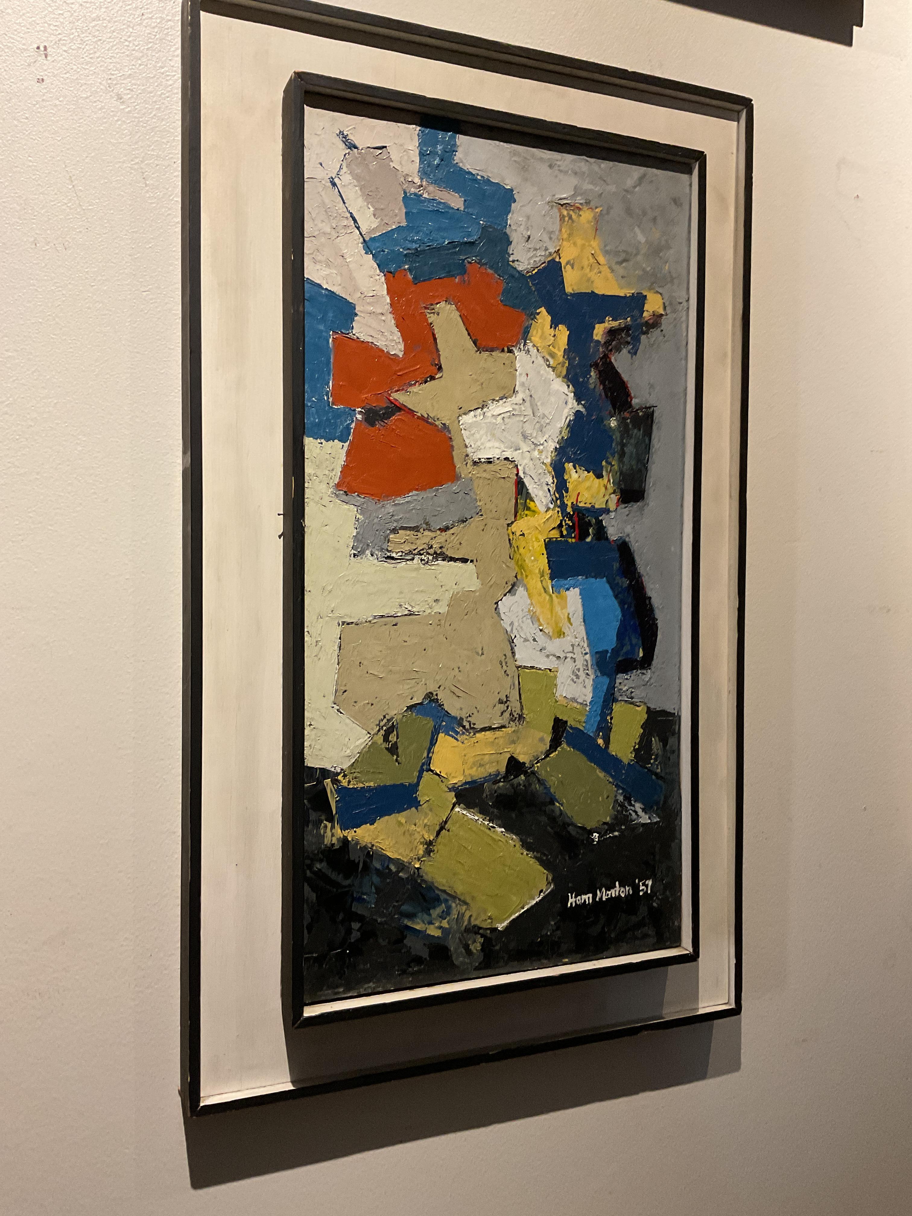 Colorful Mid Century Modern Abstract Painting by Ham Morton, dated 1957 For Sale 4