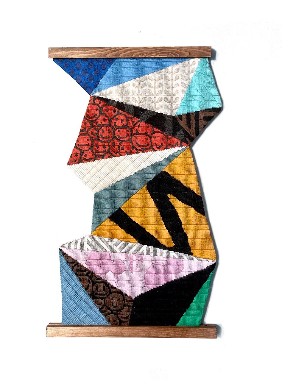 Abstract Sculpture Hama Woods - pop art, art contemporain, broderie, européen, abstrait, art textile