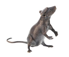 Rat Giving Light (Standing), rare brass sculpture