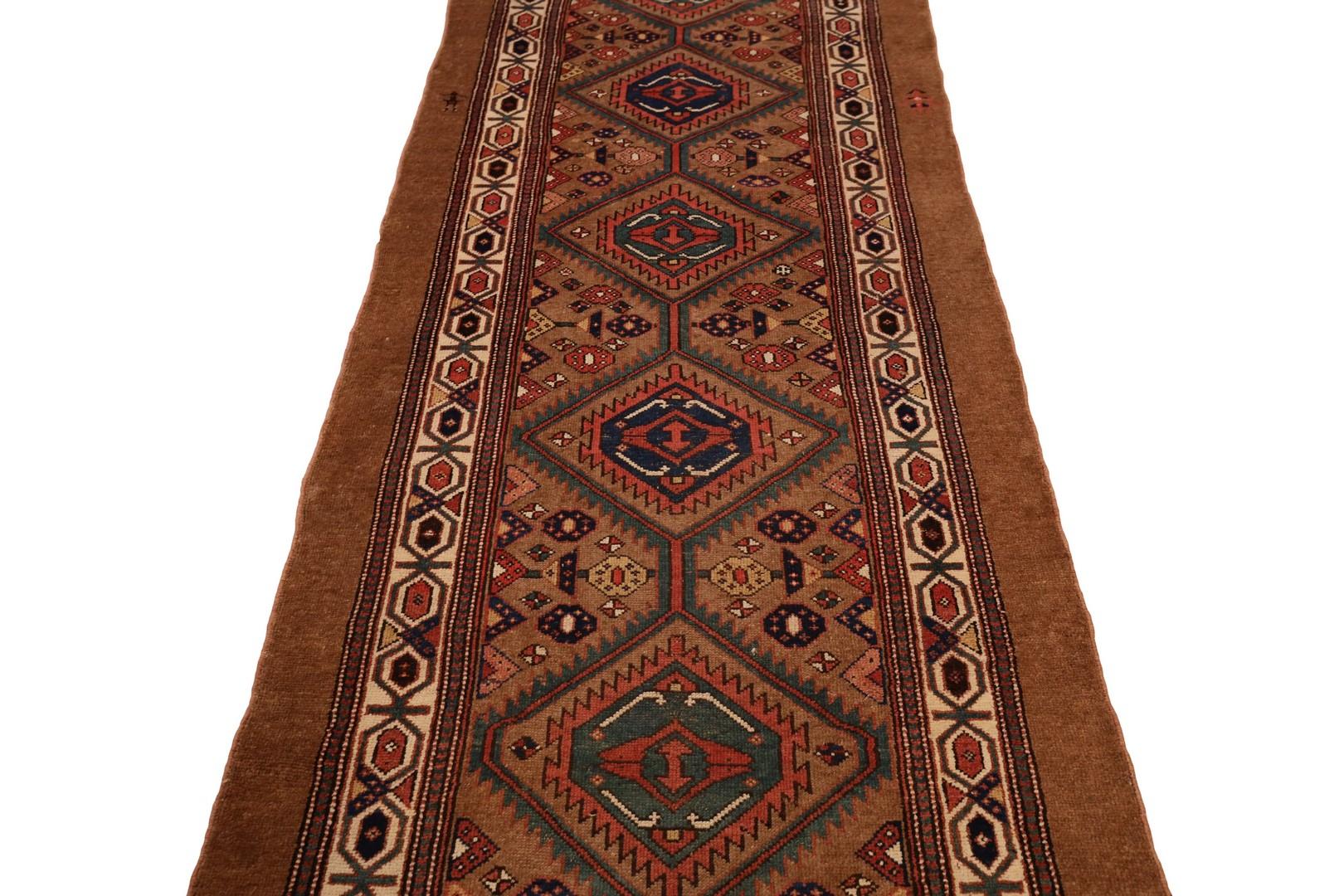 Hand-Knotted Hamadan Antique Camel-Hair Runner For Sale
