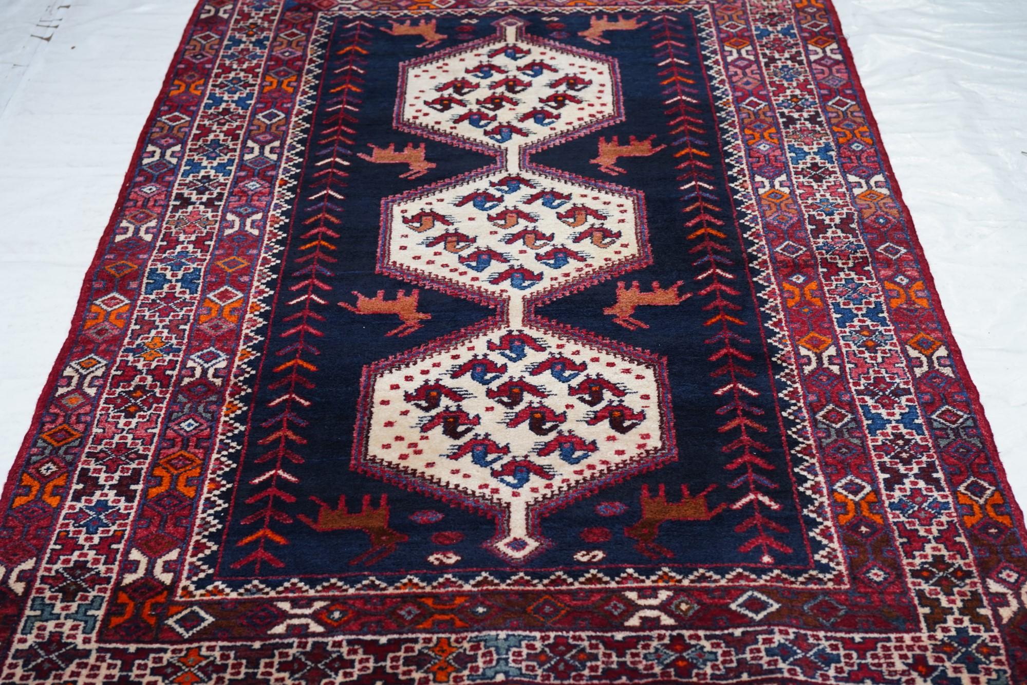 Vintage Hamadan Rug 4'3'' x 6'6'' For Sale 2