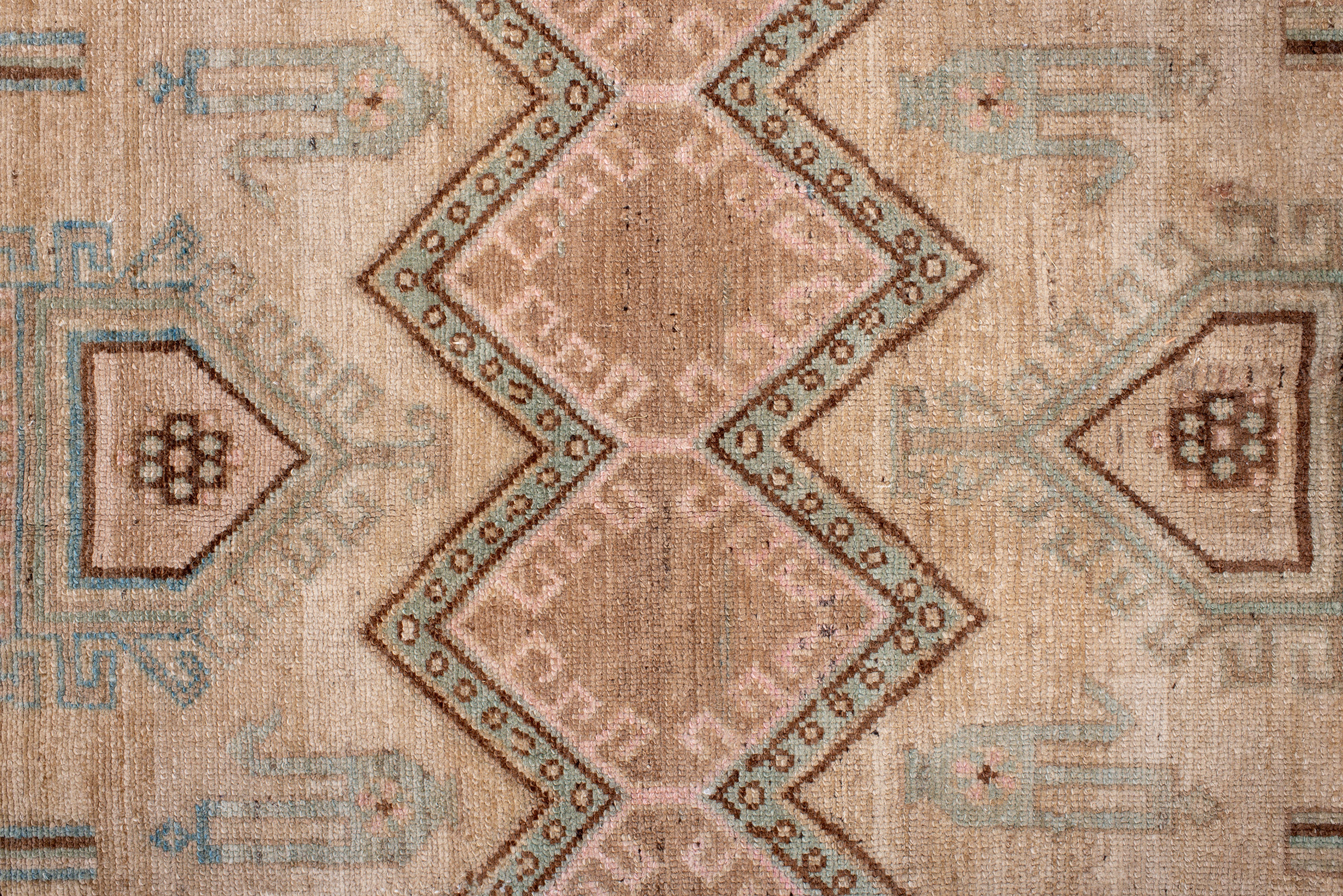 Wool Hamadan Rug Architectural Medallion Motif in Pastel Earth For Sale