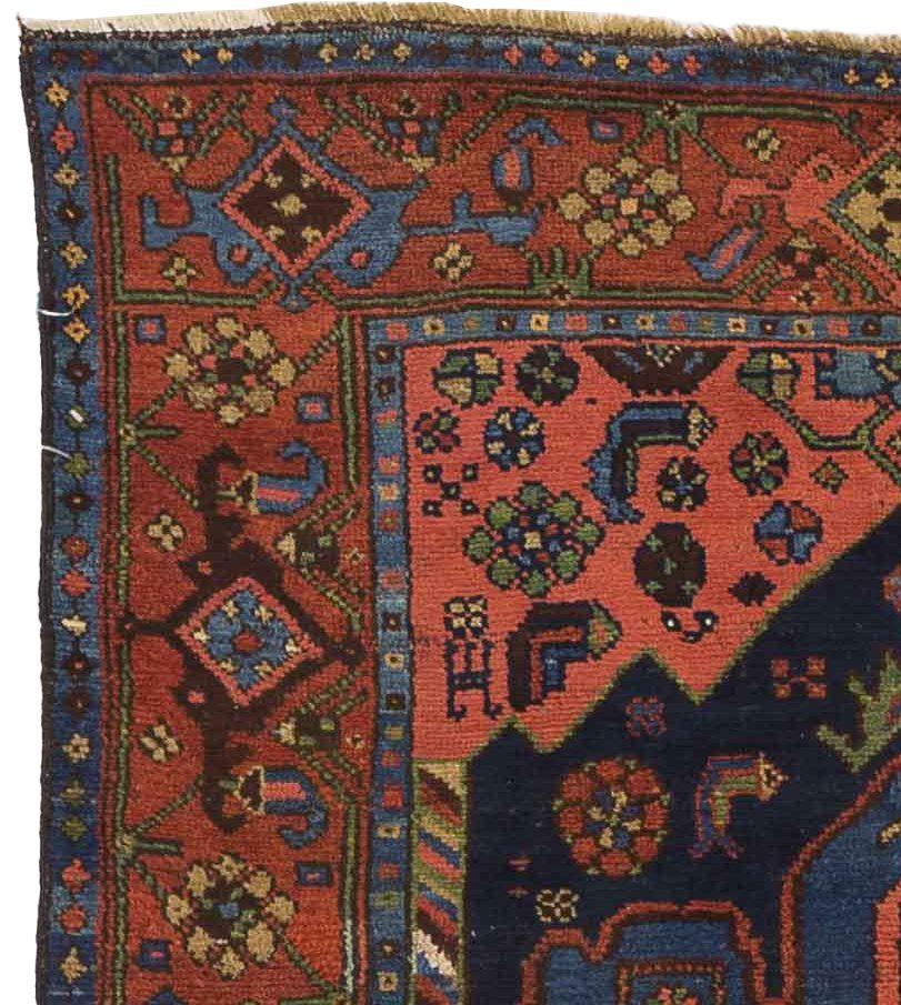Persischer Hamadan Kleiner Teppich - Wolle Blau Marineblau Rosa Rot 10332 (Asiatisch) im Angebot