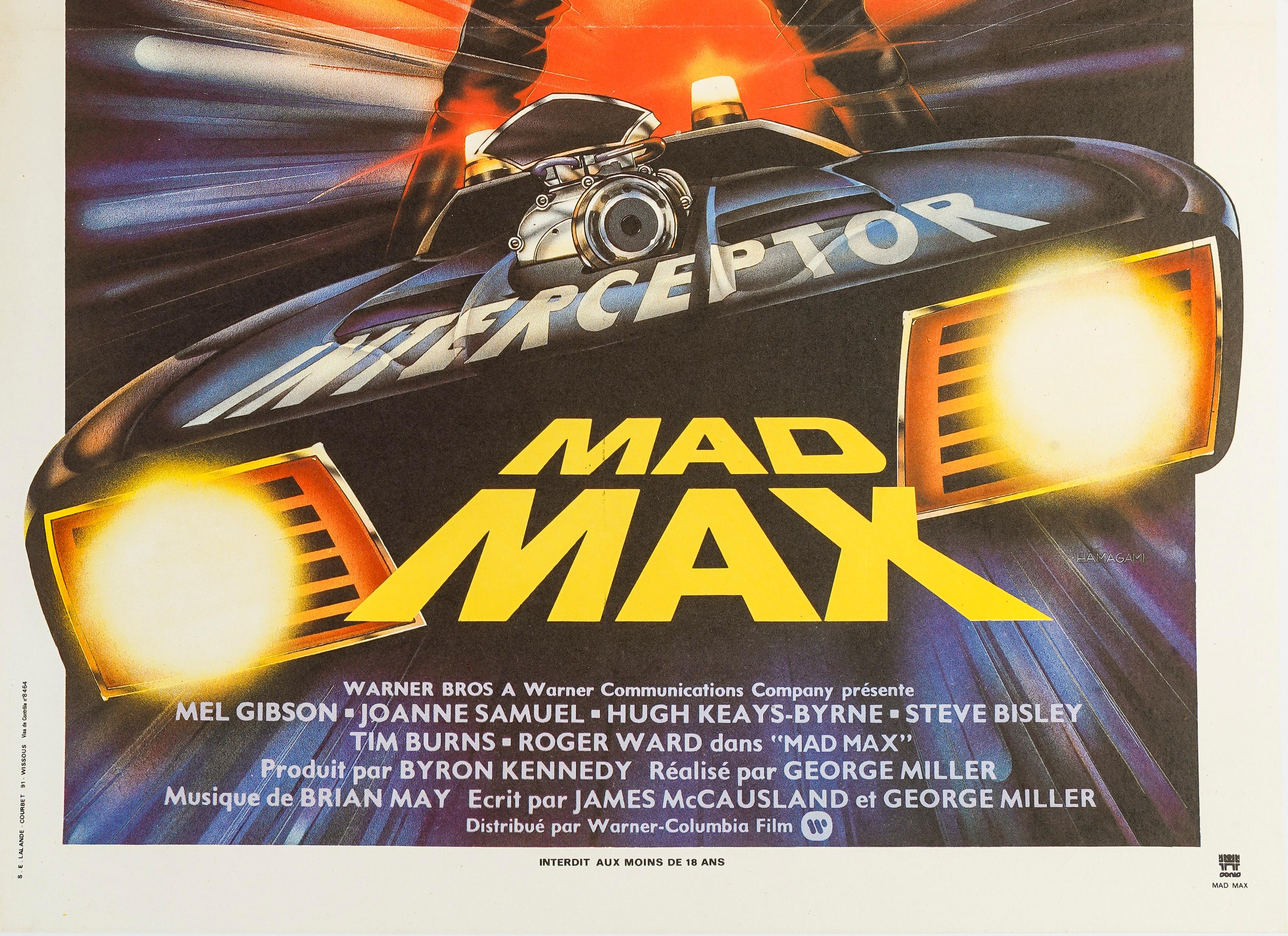 Mid-Century Modern Hamagami, affiche originale du film Mad Max, science-fiction, Mel Gibson, 1979 en vente