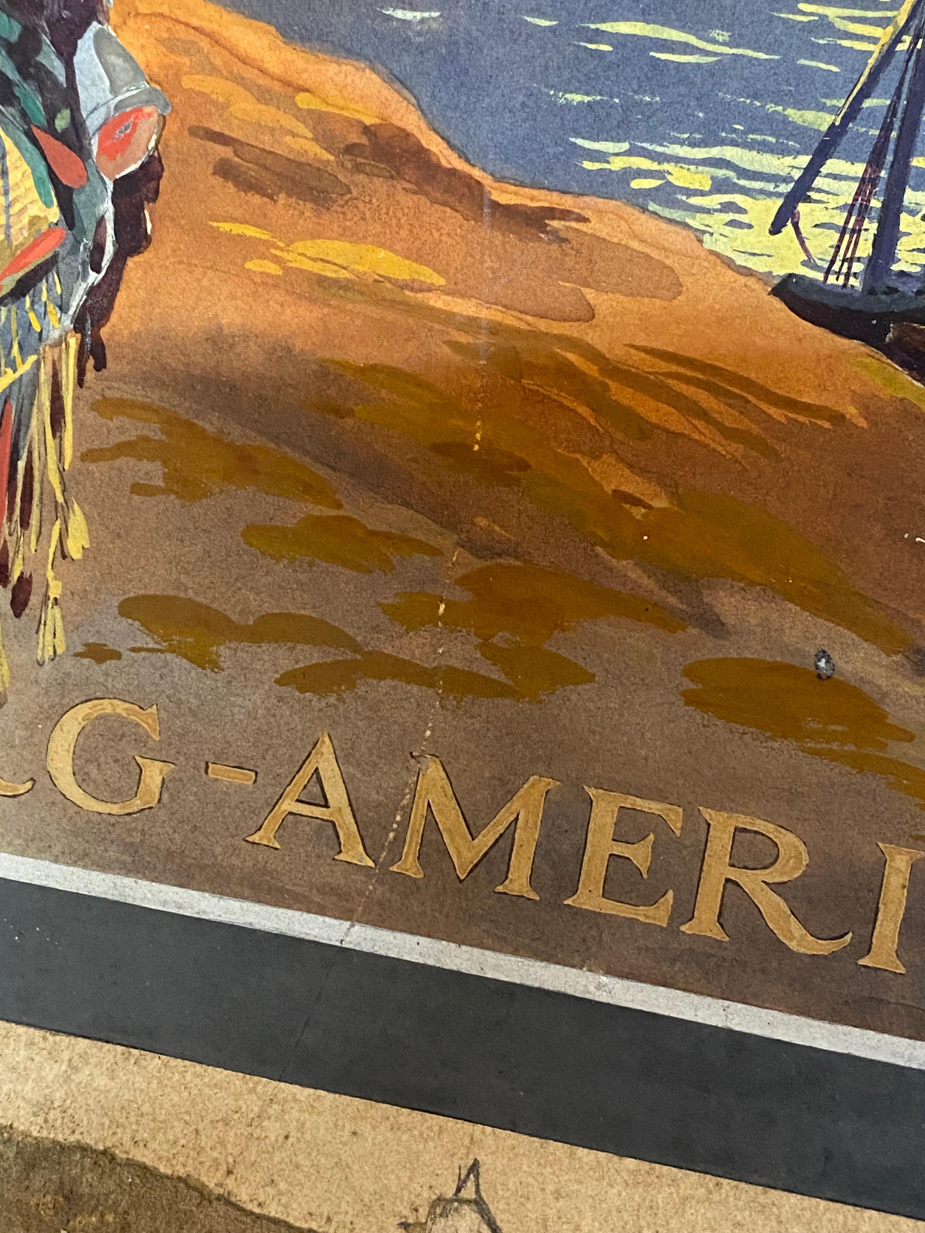 Illustration der Hamburg-American Cruise Line, Aquarell im Angebot 9