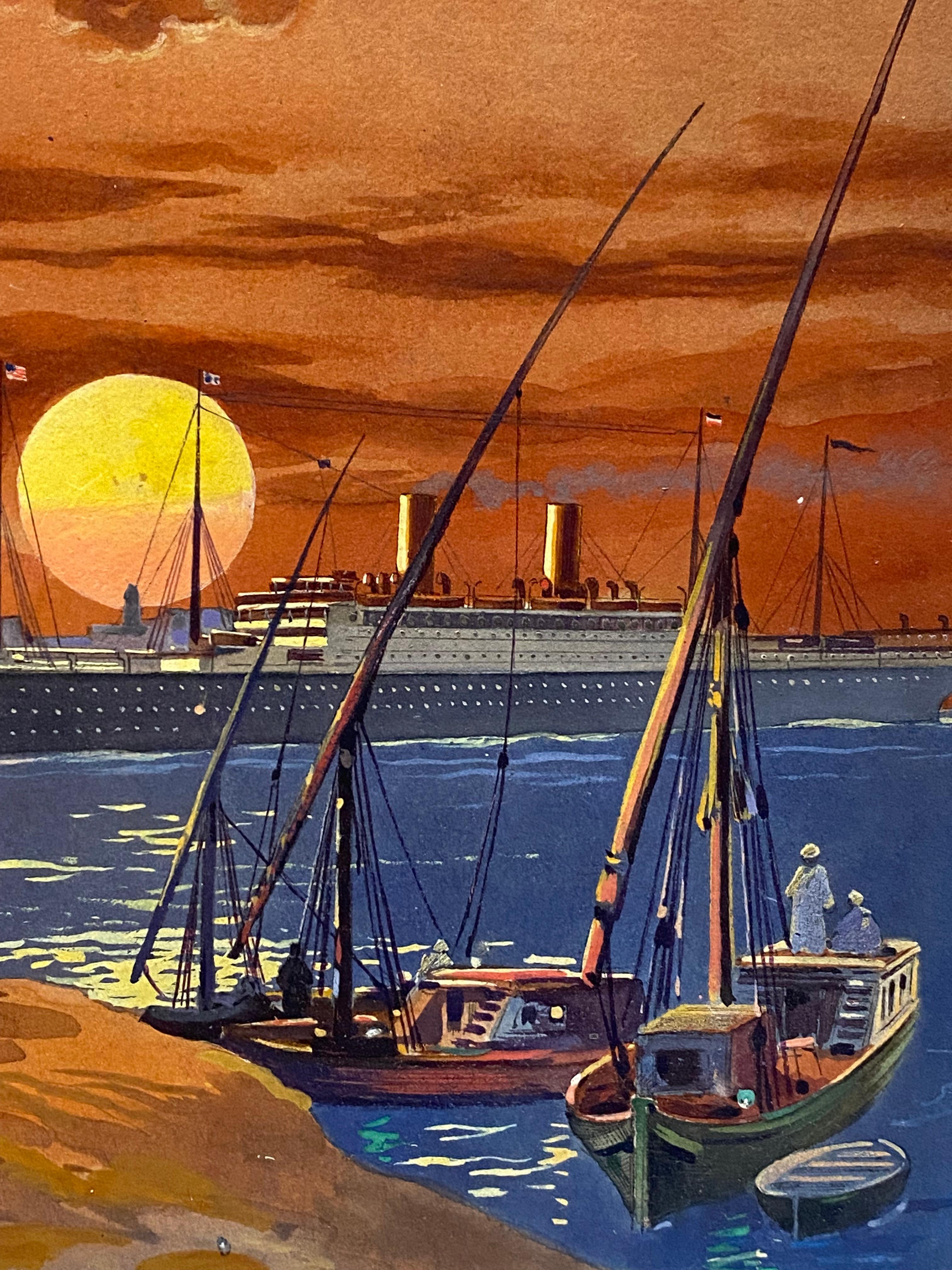 Illustration der Hamburg-American Cruise Line, Aquarell im Angebot 1