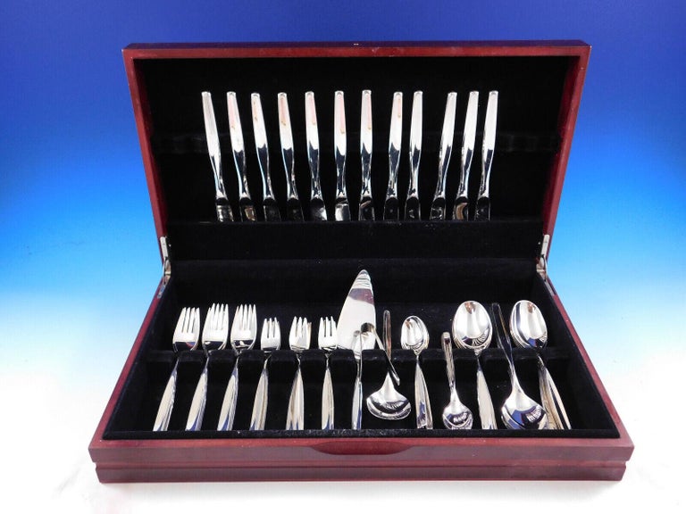 Hamburg by WMF German 800 Silver Flatware Service Set 63 Pieces Modern
