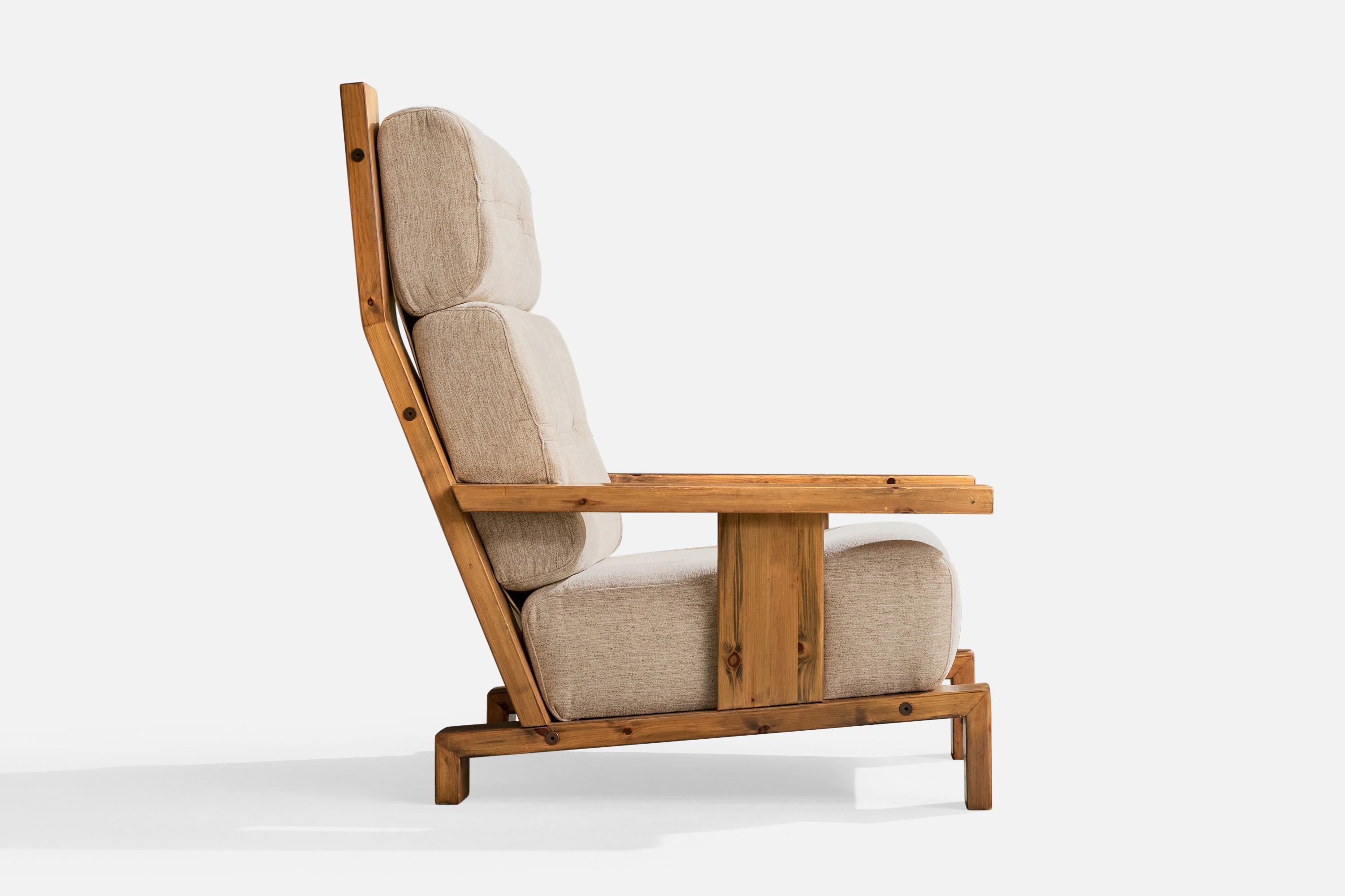 Hämeen Kalustaja Ky, chaises longues, pin, tissu, Finlande, années 1970 en vente 3