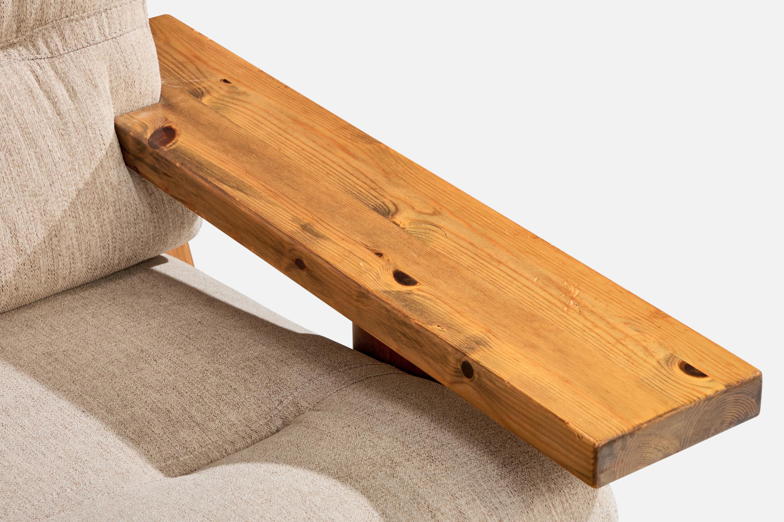 Hämeen Kalustaja Ky, chaises longues, pin, tissu, Finlande, années 1970 en vente 6