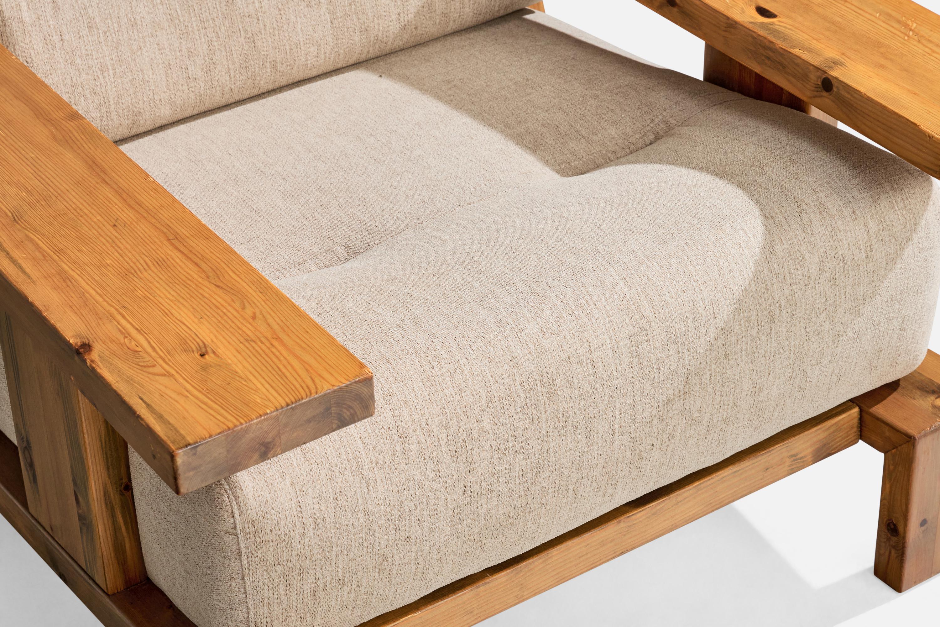 Mid-Century Modern Hämeen Kalustaja Ky, chaises longues, pin, tissu, Finlande, années 1970 en vente