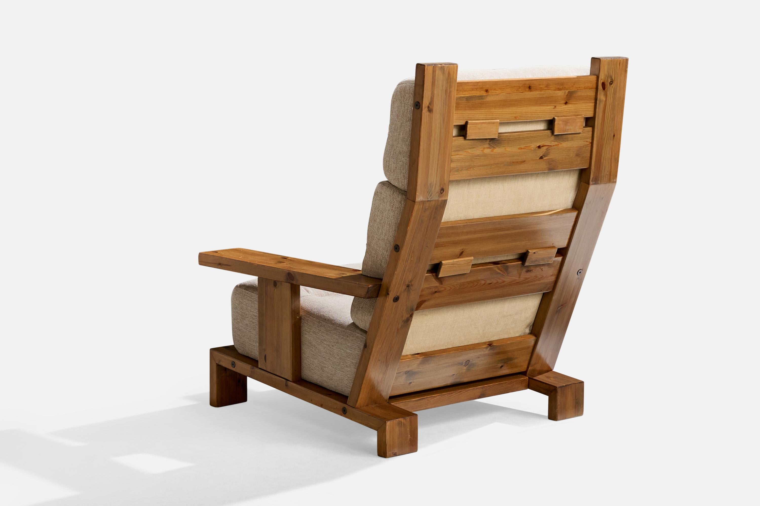 Hämeen Kalustaja Ky, chaises longues, pin, tissu, Finlande, années 1970 en vente 2