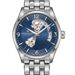 Hamiltom Jazzmaster Steel Open Heart Blue Dial Automatic Mens Watch H32705141