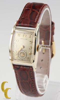 Hamilton 10k Gold Filled Wristwatch with Brown Leather Band, 21mm