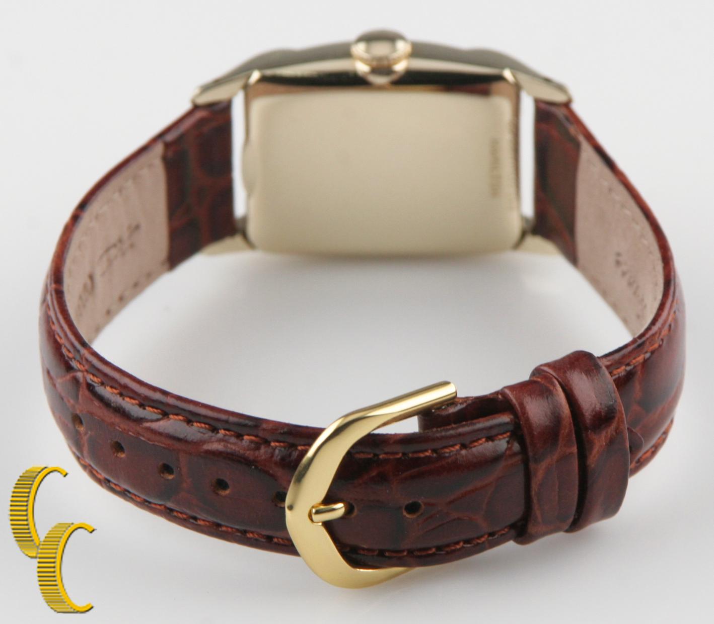 Hamilton 10k Gold Filled Wristwatch with Brown Leather Band, 21mm In Good Condition For Sale In Van Nuys, CA
