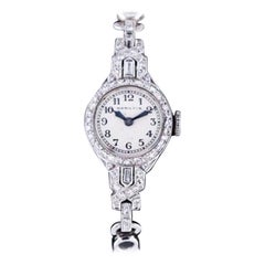Hamilton 14 Karat Solid White Gold Ladies Dress Watch with Original Dial, 1940s Hamilton 14 Karat Solid White Gold Ladies Dress Watch with Original Dial, 1940s
