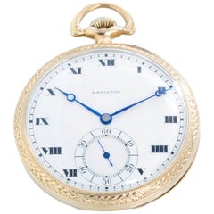 Hamilton 14 Karat White Gold Pocket Watch