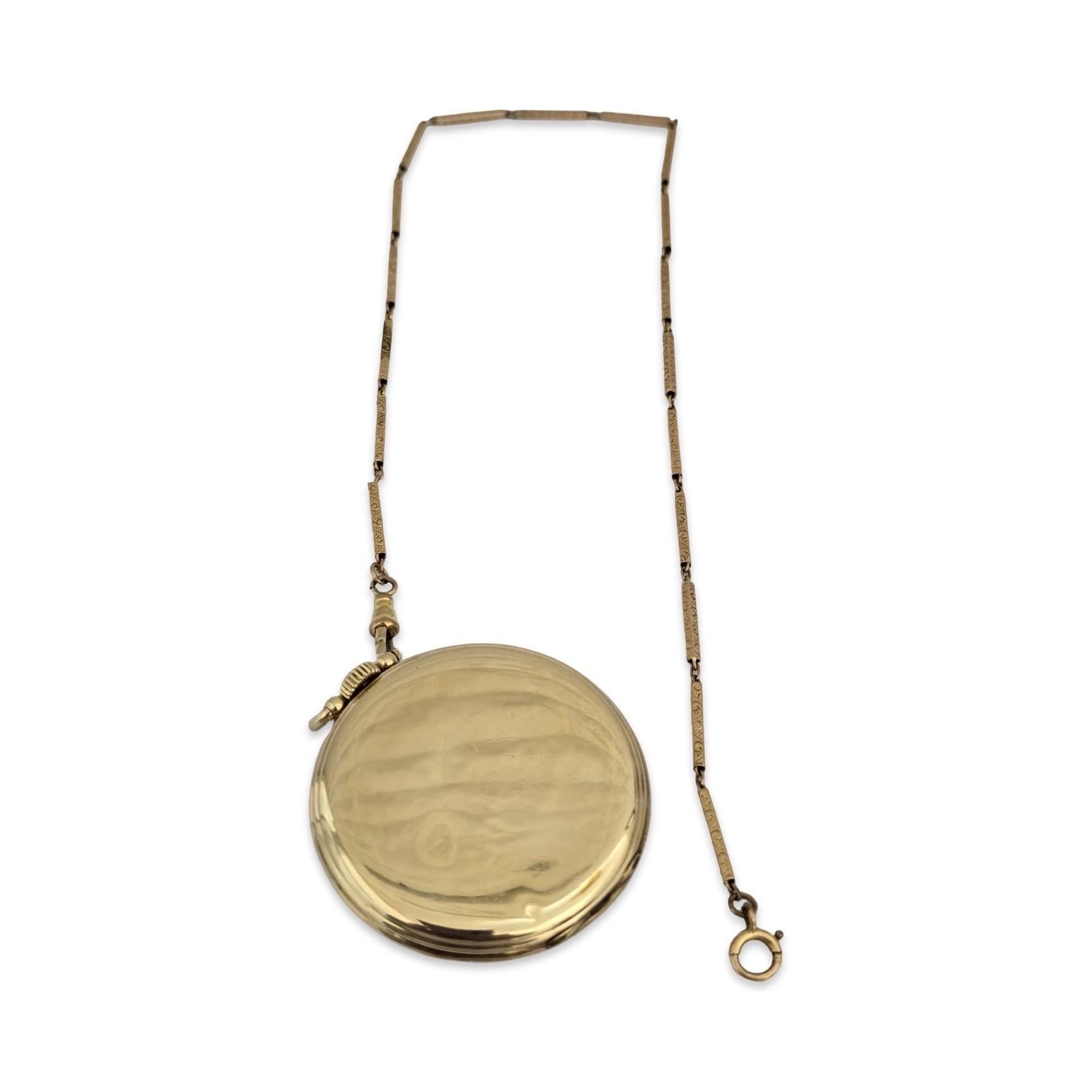 Orologio da tasca Hamilton in oro 14K da 44,6 mm, grado 917, con catena in oro 9K In condizioni ottime in vendita a Miami, FL