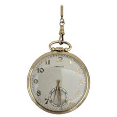 Montre de poche Hamilton en or 14 carats, 44,6 mm, grade 917, avec chaîne en or 9 carats