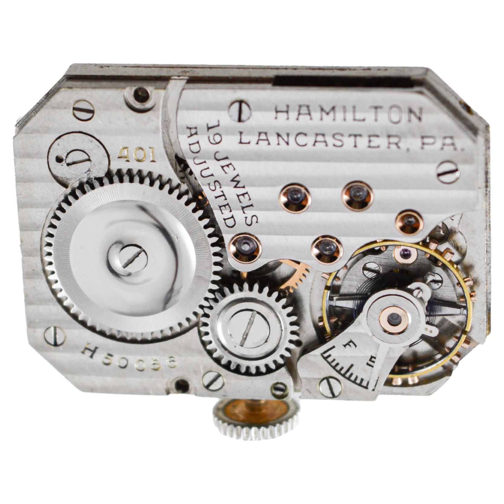 Hamilton 14K Solid White Gold Art Deco Watch with Presentation Back from 1932 For Sale 15