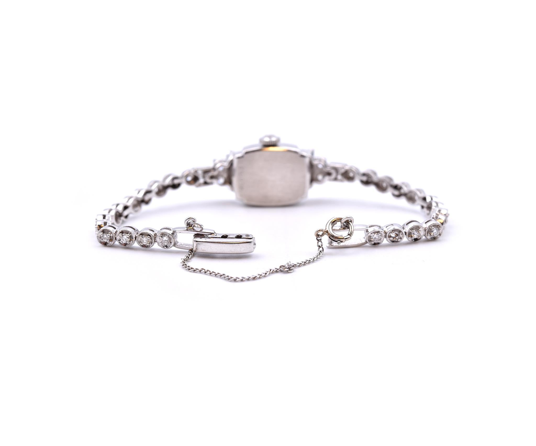 Round Cut Hamilton 14 Karat White Gold Diamond Ladies Watch
