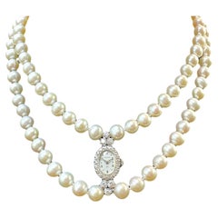 Montre pour dames en or blanc 14k Hamilton Collier à double rang de perles