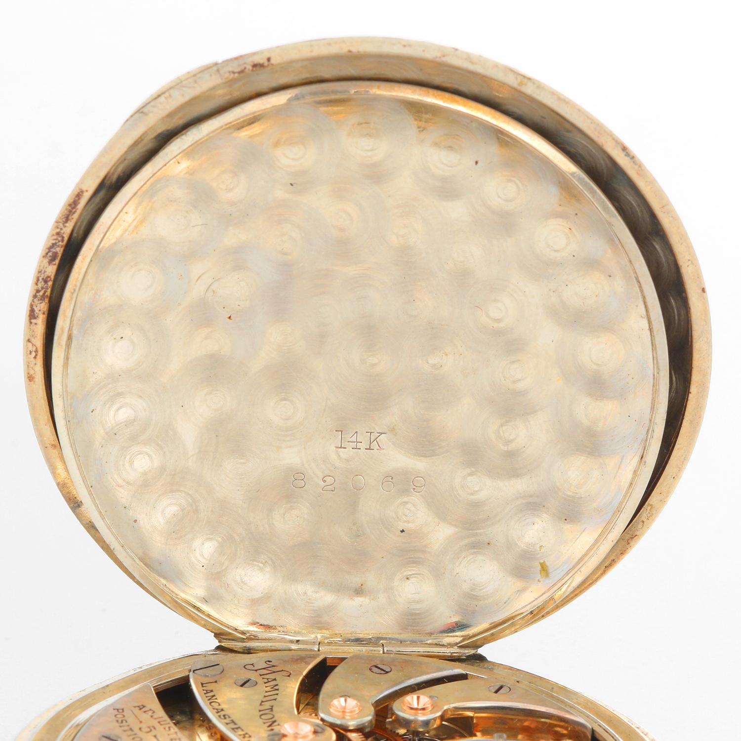 Hamilton 14 Karat White Gold Pocket Watch In Excellent Condition In Dallas, TX