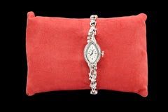 Hamilton 14K White Gold Vintage Ladies Wristwatch with Diamonds