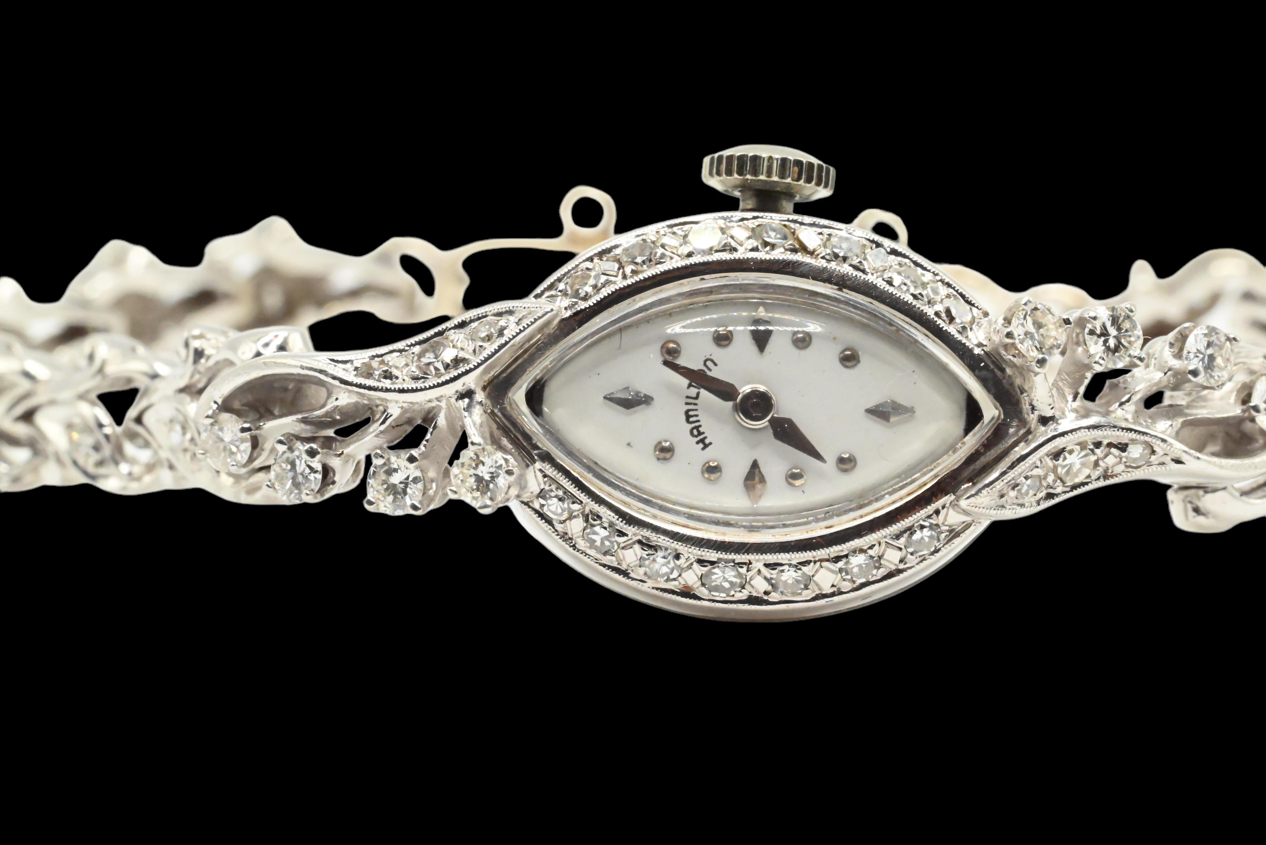 hamilton 14k gold watch vintage with diamonds