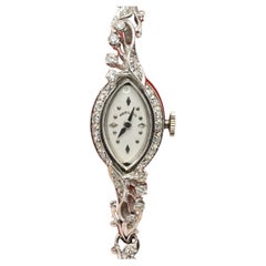 Hamilton 14K White Gold Vintage Ladies Wristwatch with Diamonds