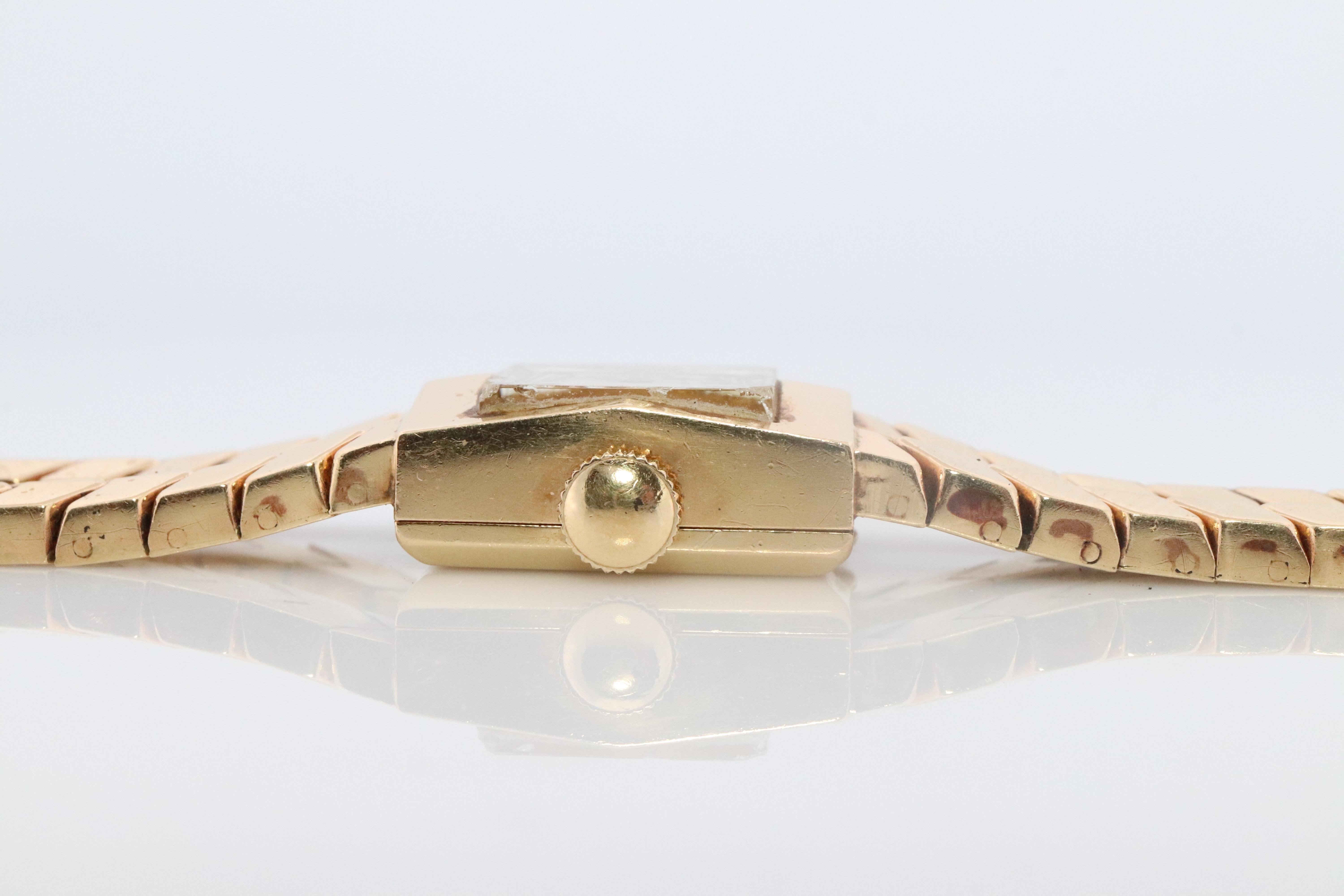 Hamilton Uhr aus 14 Karat Gelbgold. Schwere 14k Damen- Mechanische Uhr aus der Mitte des Jahrhunderts. im Angebot 6