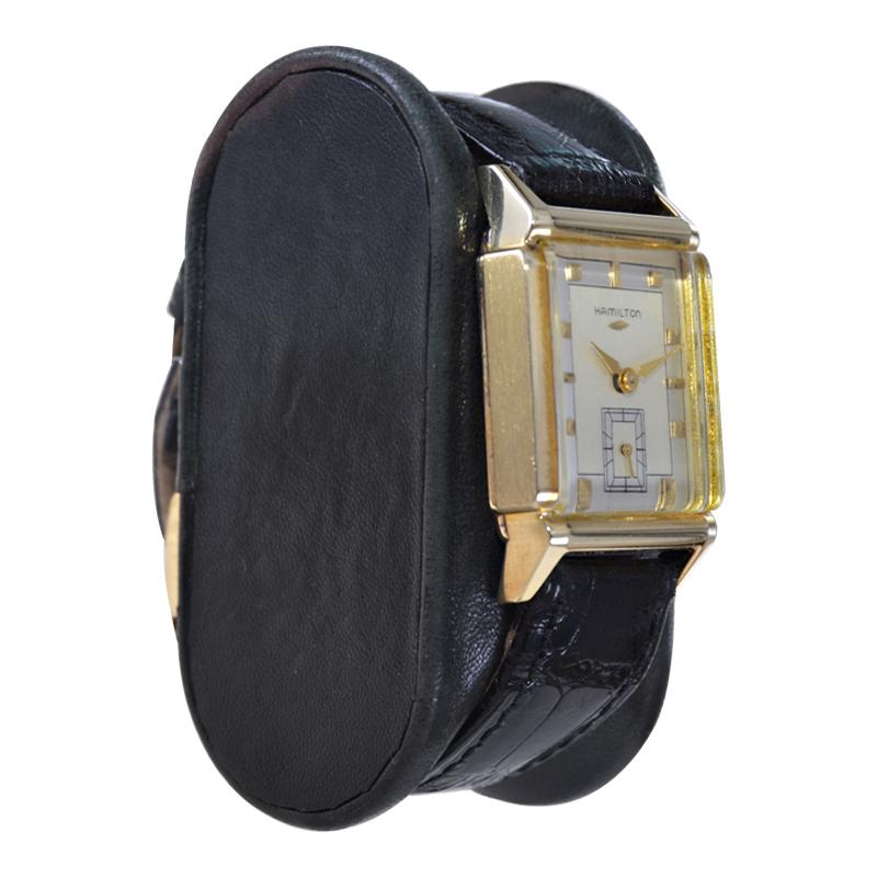 Hamilton 14Kt. Gold Filled Art Deco Style Watch Ca 1950's with Solid Gold 3