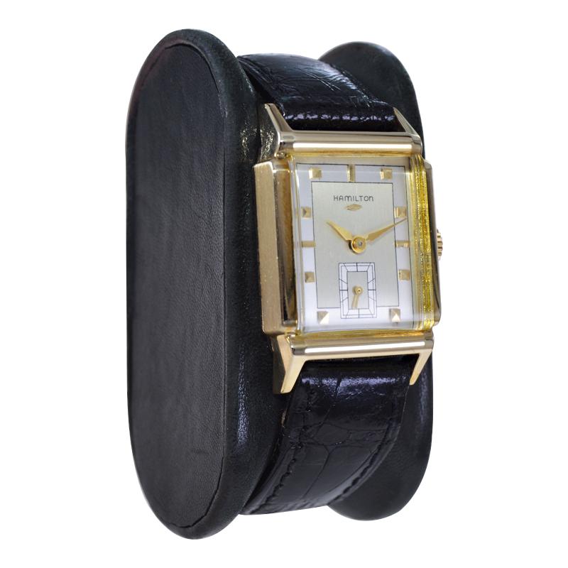 Hamilton 14Kt. Gold Filled Art Deco Style Watch Ca 1950's with Solid Gold 5