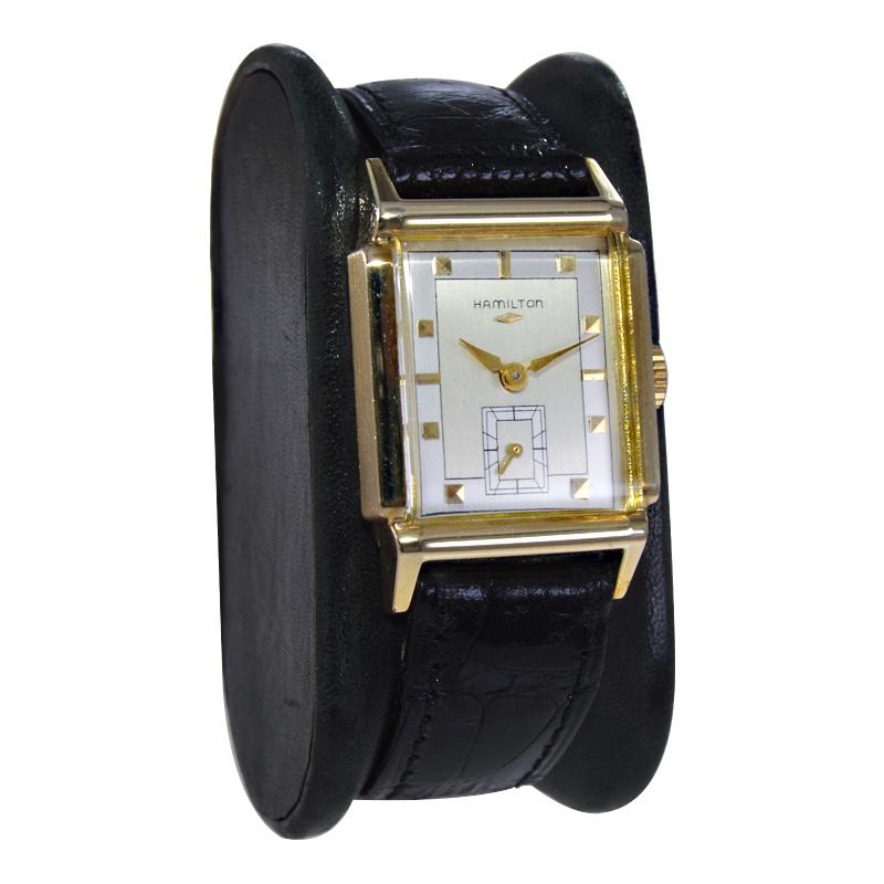 Hamilton 14Kt. Gold Filled Art Deco Style Watch Ca 1950's with Solid Gold 6