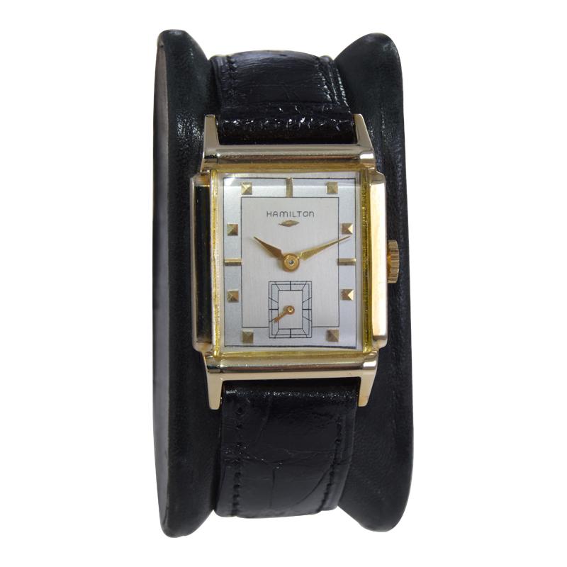 Hamilton 14Kt. Gold Filled Art Deco Style Watch Ca 1950's with Solid Gold 7