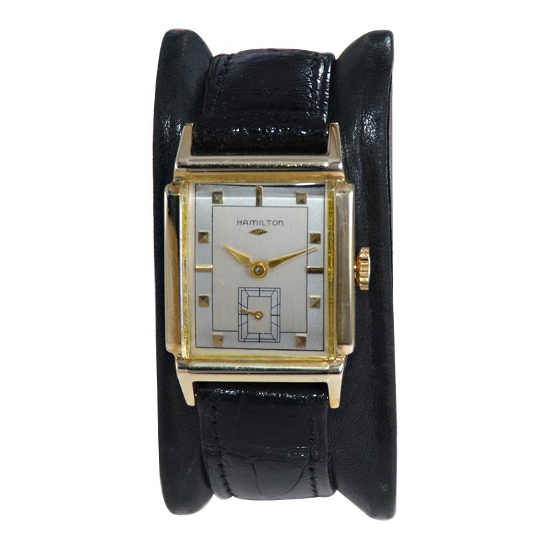 Hamilton 14Kt. Gold Filled Art Deco Style Watch Ca 1950's with Solid Gold 8