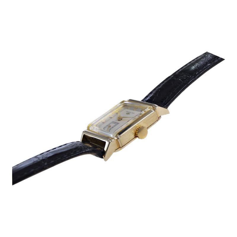 Women's or Men's Hamilton 14Kt. Gold Filled Art Deco Style Watch Ca 1950's with Solid Gold