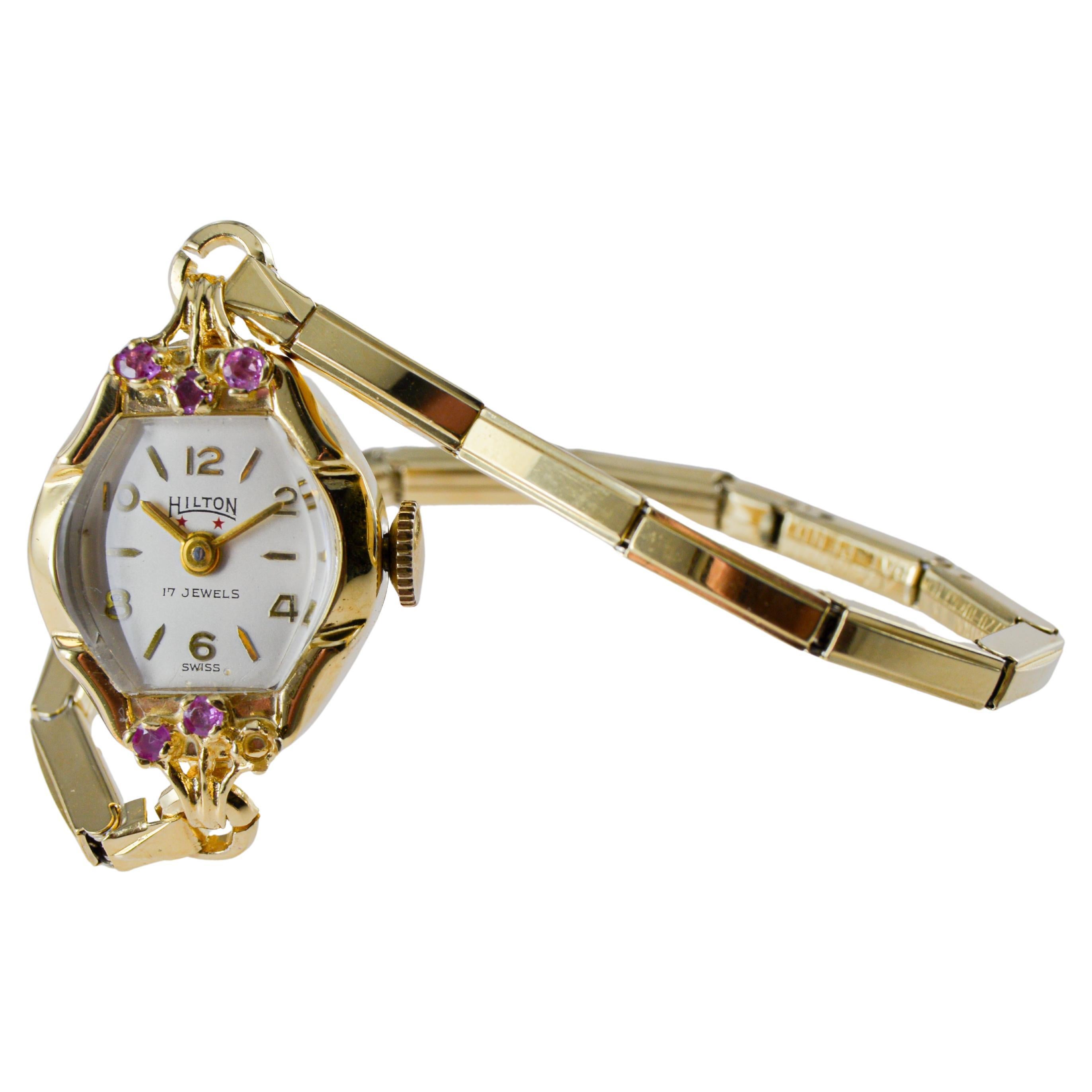Hamilton 14Kt Solid Yellow Gold Art Deco Ladies Watch For Sale
