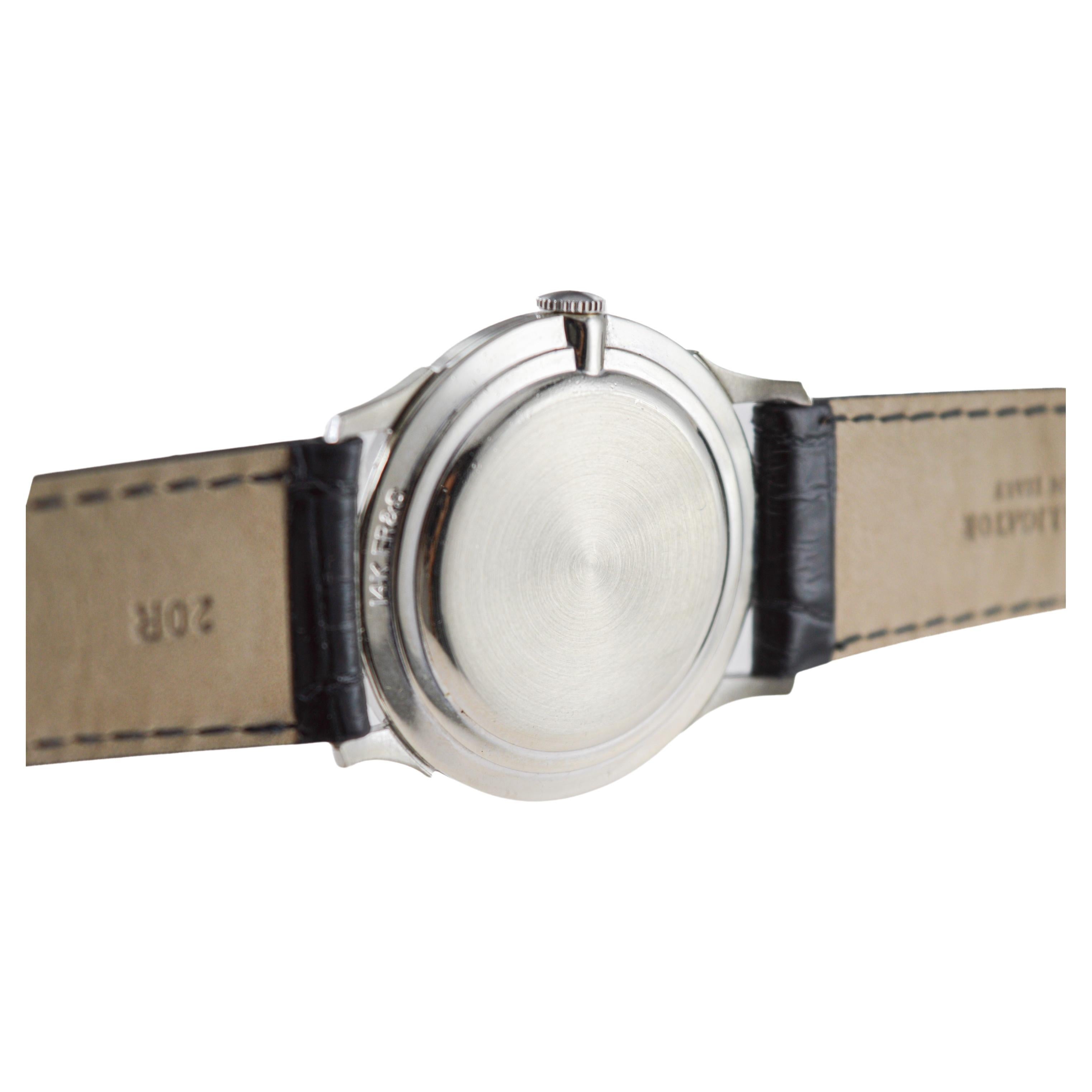 Hamilton Dress Watch in oro bianco 14Kt con lunetta di diamanti originale degli anni '50 in vendita 8